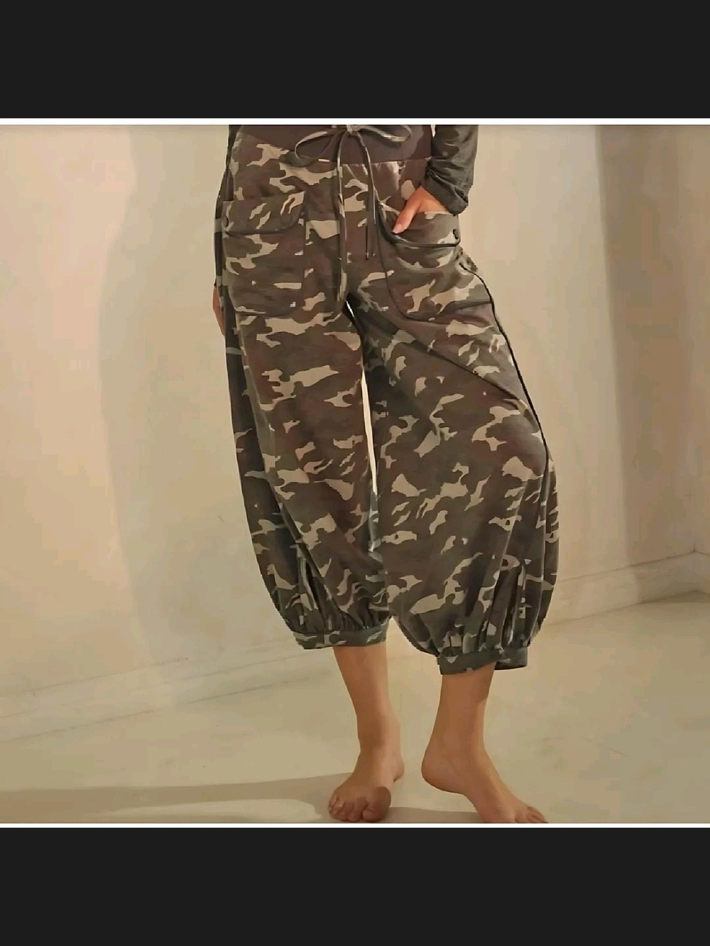 Women's Camouflage Harem Jogger Pants - Olive Camo